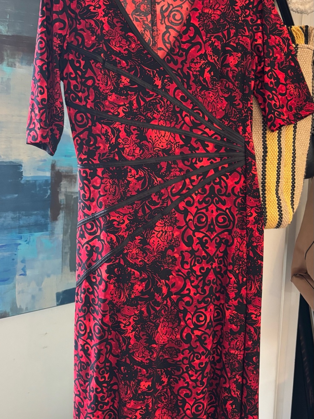 connected apparel Red and Black Printed Wrap Dress